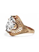 Anillo Artesanía vintage Circón Oro rosa antiguo original de 14k vrc003r