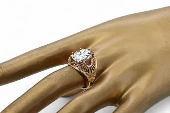 Artisanat vintage Anneau Zircon Or rose 14 carats vintage d'origine vrc003r