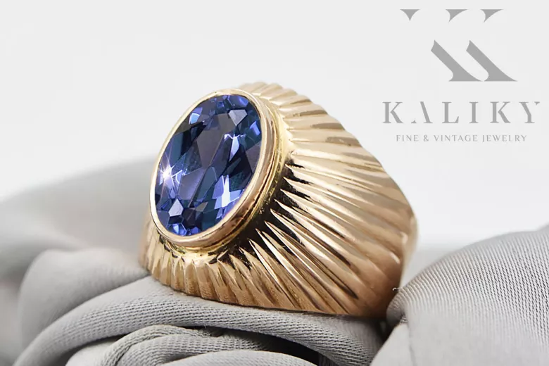 Russische Sowjetrose 14K 585 Gold Alexandrite Rubin Smaragd Saphir Zirkon Ring VRC127