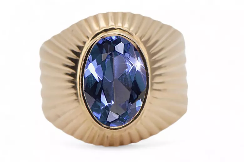 Russische Sowjetrose 14K 585 Gold Alexandrite Rubin Smaragd Saphir Zirkon Ring VRC127