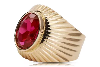 Rubí Oro rosa antiguo original de 14k Anillo Estilo vintage vrc127r