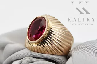 Rubí Oro rosa antiguo original de 14k Anillo Estilo vintage vrc127r