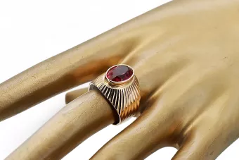 Anneau Rubis Or rose 14 carats vintage d'origine Style vintage vrc127r