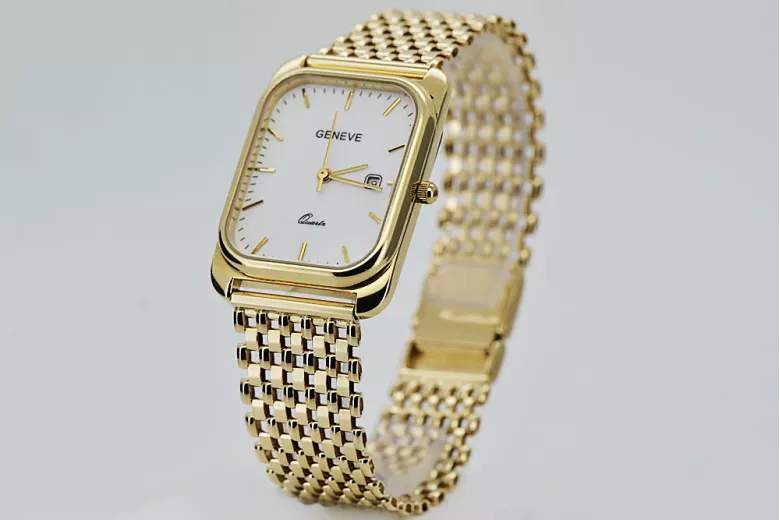 Gold men's watch Geneve ★ zlotychlopak.pl ★ Gold purity 585 333 Low Price!