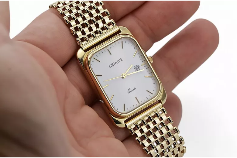 Gold men's watch Geneve ★ zlotychlopak.pl ★ Gold purity 585 333 Low Price!