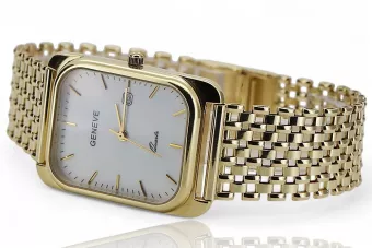 Yellow 14k 585 gold men's white dial Geneve watch mw001ydw&mbw004y