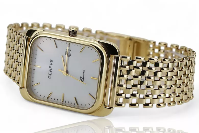 Gold men's watch Geneve ★ zlotychlopak.pl ★ Gold purity 585 333 Low Price!