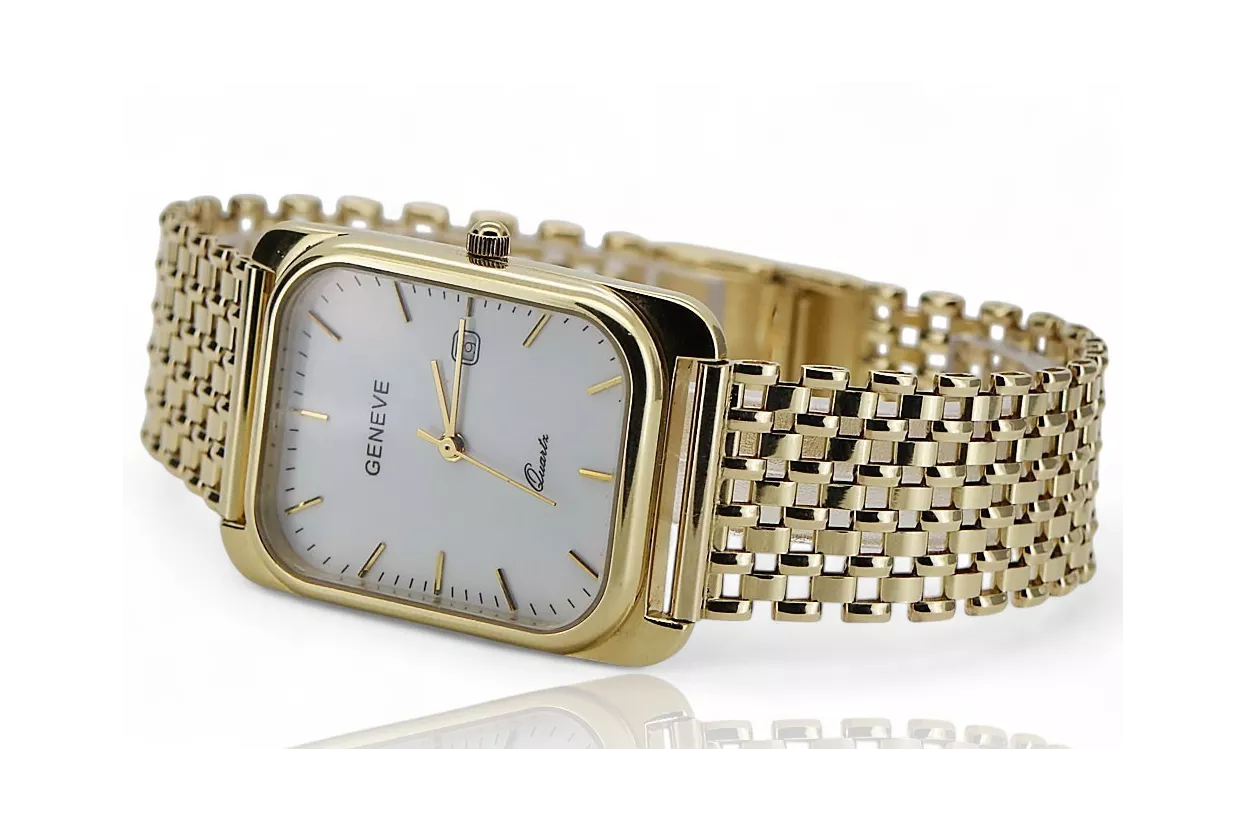 Gold men's watch Geneve ★ zlotychlopak.pl ★ Gold purity 585 333 Low Price!
