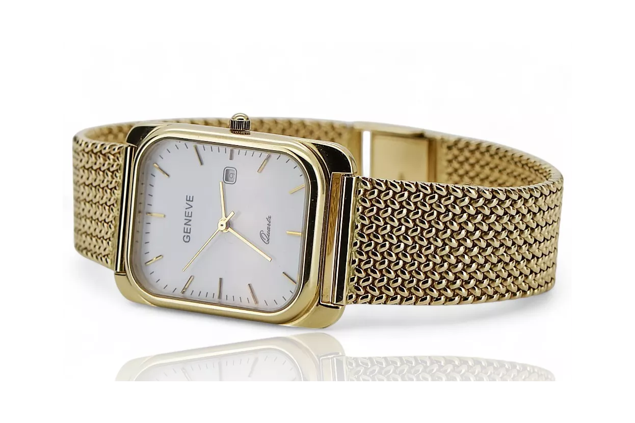 Yellow 14k 585 gold men's Geneve watch white dial mw001ydw&mbw021y Yellow 14k 585 gold men's Geneve watch white dial mw001ydw&mbw021y