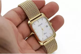 Geltona 14k 585 aukso vyrų geneve Žiūrėti White Dial MW001YDW & MBW021Y