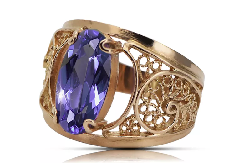 Russian Soviet rose 14k 585 gold Alexandrite Ruby Emerald Sapphire Zircon ring  vrc014