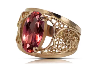 Рубин Оригинално ретро 14k розово злато Пръстен Винтидж бижута vrc057r