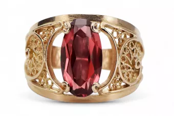 Anillo Rubí Oro rosa antiguo original de 14k Estilo vintage vrc057r