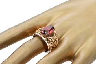 Rubinrot Originales Vintage-Roségold aus 14 Karat Ring Vintage Stil vrc057r