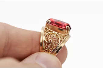 Рубин Оригинално ретро 14k розово злато Пръстен Винтидж бижута vrc057r