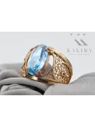Pierścionek Klasyczny Vintage Akwamaryn Oryginalny wyrób Vintage 14k z różowego złota vrc057r
