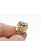 Originalus 14k rožinio aukso vintage Akvamarinas Žiedas Vintage vrc057r