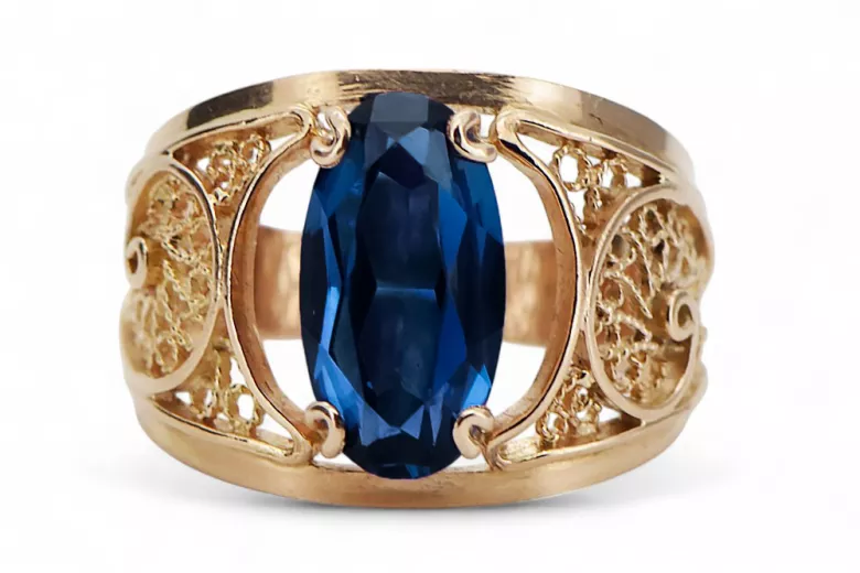 Sapphire Original Vintage 14K Rose Gold Ring Vintage vrc057r