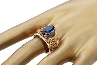 Joyería vintage Anillo Zafiro Oro rosa antiguo original de 14k vrc057r