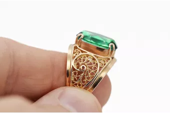 Ring Vintage Handwerk Smaragd Originales Vintage-Roségold aus 14 Karat vrc057r