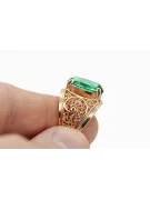Ring Vintage Handwerk Smaragd Originales Vintage-Roségold aus 14 Karat vrc057r