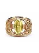Originalus 14k rožinio aukso vintage Geltonasis peridotas Žiedas Vintažiniai amatai vrc057r