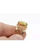 Originalus 14k rožinio aukso vintage Geltonasis peridotas Žiedas Vintažiniai amatai vrc057r