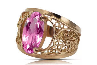 Oro rosa antiguo original de 14k Amatista Anillo Vintage vrc057r