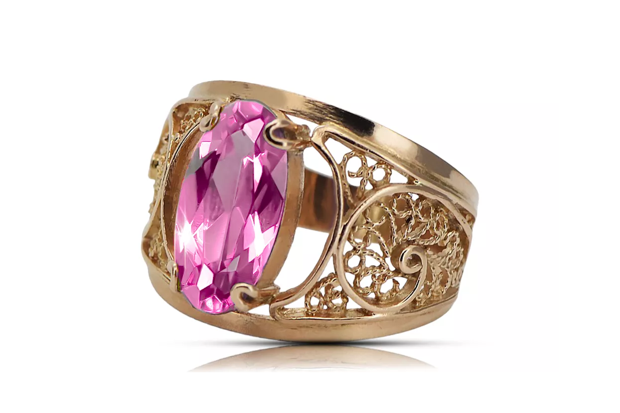 Ring Vintage craft Amethyst Original Vintage 14K Rose Gold vrc057r