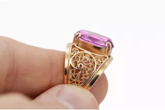 Žiedas Vintažinis stilius Ametistas Originalus 14k rožinio aukso vintage vrc057r