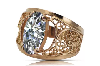 Or rose 14 carats vintage d'origine Zircon Anneau Bijoux vintage vrc057r