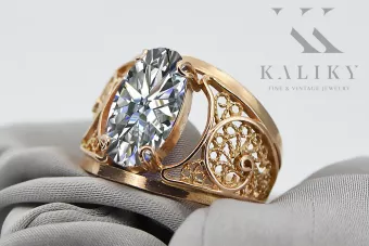 Or rose 14 carats vintage d'origine Zircon Anneau Bijoux vintage vrc057r