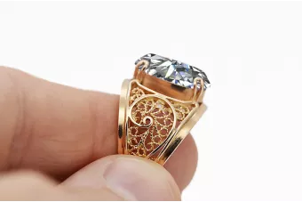 Or rose 14 carats vintage d'origine Zircon Anneau Bijoux vintage vrc057r