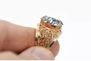 Estilo vintage Anillo Circón Oro rosa antiguo original de 14k vrc057r