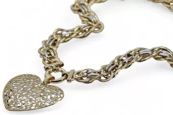 Italian 14k gold modern heart pendant & Fantazy chain cpn002yw&cfb009yw
