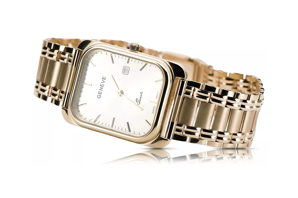 Gold men's watch Geneve ★ zlotychlopak.pl ★ Gold purity 585 333 Low Price!
