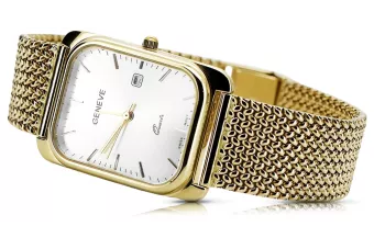 Yellow 14k 585 gold men's Geneve watch white dial mw001ydw&mbw021y