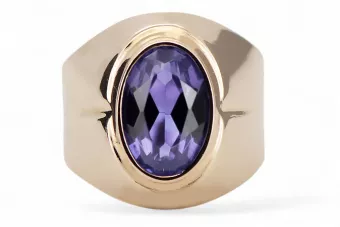 خاتم روز روسي سوفييتي من الذهب عيار 14 قيراطًا مرصع بحجر ألكسندريت والياقوت والزمرد والزفير والزركون vrc296