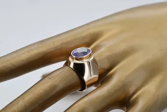 خاتم روز روسي سوفييتي من الذهب عيار 14 قيراطًا مرصع بحجر ألكسندريت والياقوت والزمرد والزفير والزركون vrc296