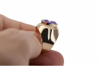 خاتم روز روسي سوفييتي من الذهب عيار 14 قيراطًا مرصع بحجر ألكسندريت والياقوت والزمرد والزفير والزركون vrc296