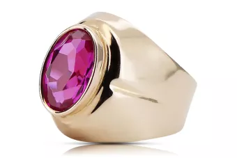 Artesanía vintage Anillo Amatista Oro rosa antiguo original de 14k vrc296r