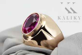 Originalus 14k rožinio aukso vintage Ametistas Žiedas Vintažiniai amatai vrc296r