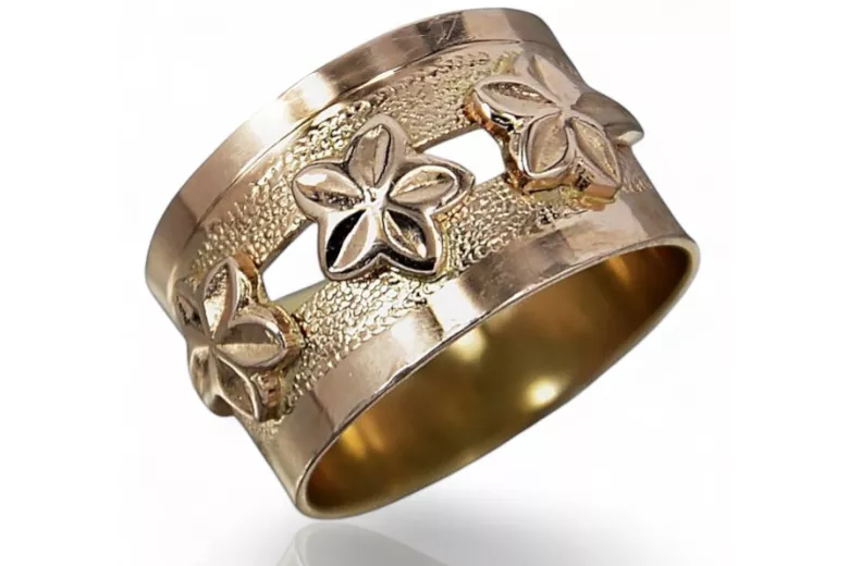 Ruso soviético rosa rosa 14k 585 oro Anillo vintage vrn025