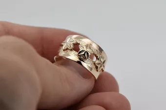 Russe soviétique rose rose 14k 585 or Bague vintage vrn025