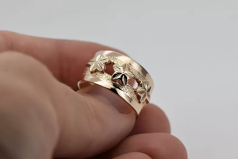 Russian Soviet rose pink 14k 585 gold Vintage ring vrn025