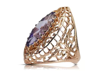 Russisch Sowjetrosa 14 Karat 585 Gold Alexandrit Rubin Smaragd Saphir Zirkon Ring vrc090