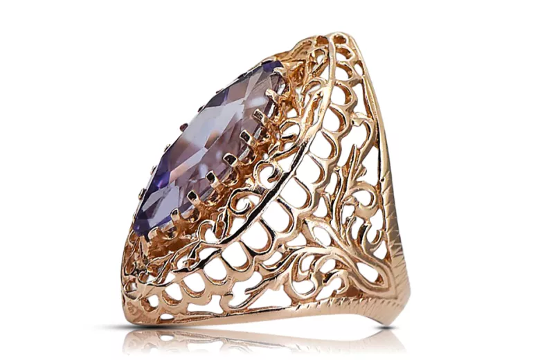 Russisch Sowjetrosa 14 Karat 585 Gold Alexandrit Rubin Smaragd Saphir Zirkon Ring vrc090