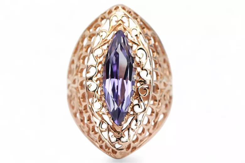 Russian Soviet rose 14k 585 gold Alexandrite Ruby Emerald Sapphire Zircon ring  vrc090