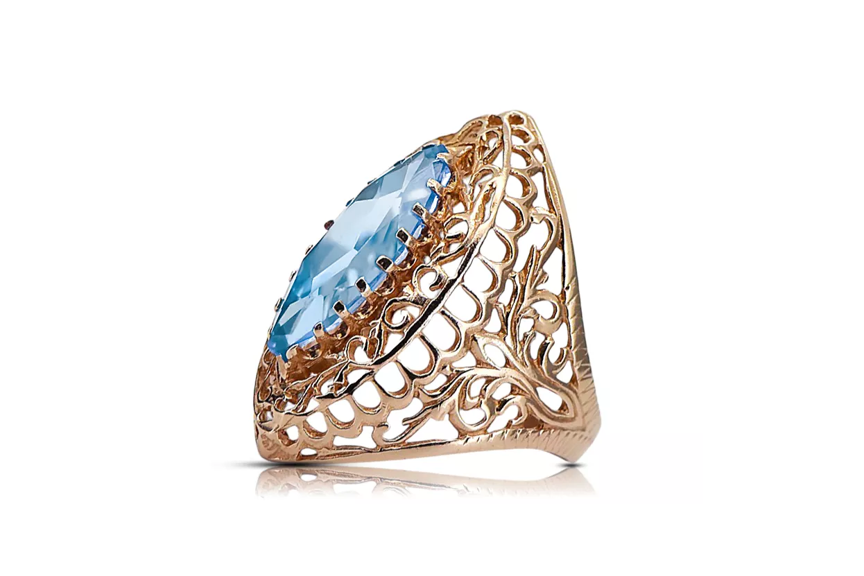 Vintage Ring Aquamarine Original Vintage 14K Rose Gold vrc090r Vintage Ring Aquamarine Original Vintage 14K Rose Gold vrc090r