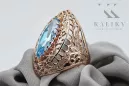 Ring Aquamarin Originales Vintage-Roségold aus 14 Karat Vintage Handwerk vrc090r